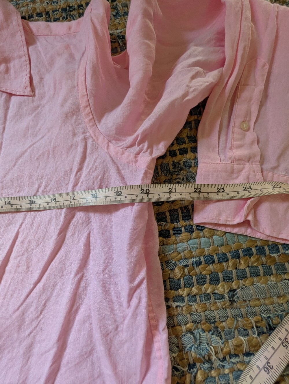 Vtg Lauren Ralph Lauren Linen Button Up Shirt L Pink L/S Preppy Classic - Picture 5 of 7